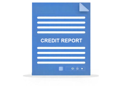 A document labeled 'Credit Report' with a profile picture and text lines, symbolizing a credit report or personal financial record.